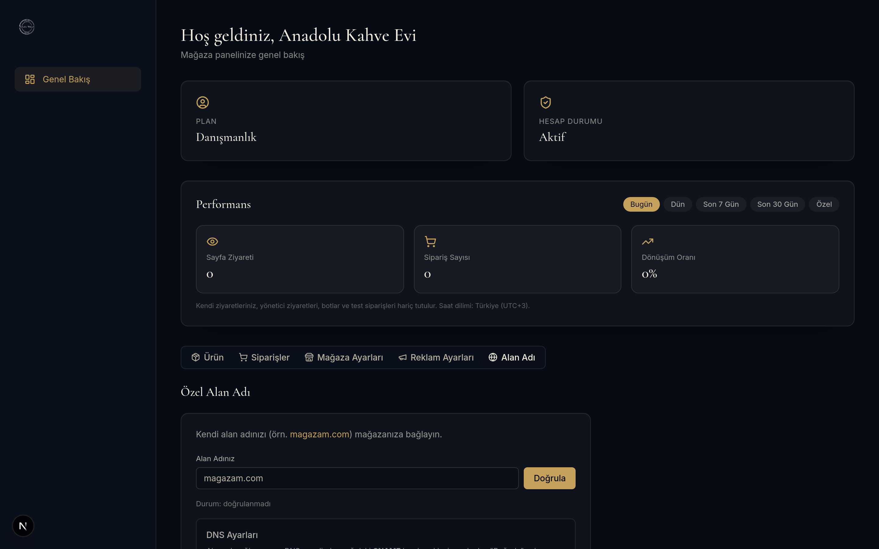 Özel alan adı bağlama ve DNS ayarları